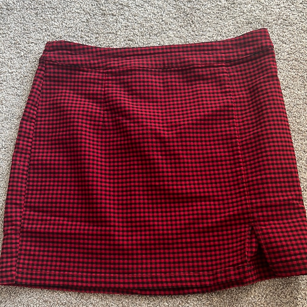 COPY - Red and black checkered garage mini skirt